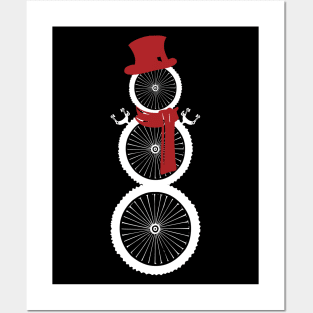 Cycling Snowman (White/Red) Posters and Art